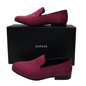 Alfani Zion Slipper Loafer Burgundy Velvet Slip On Casual Shoe Men's 10.5